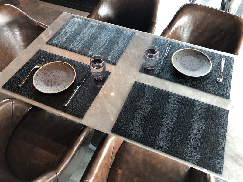 Jovono Faux Leather Hardboard Placemats, Set of 4 PU Table Mats, Easy to Clean, Heat & Stain Resistant for Office Conference Table,Dining Home Decor - Image 3